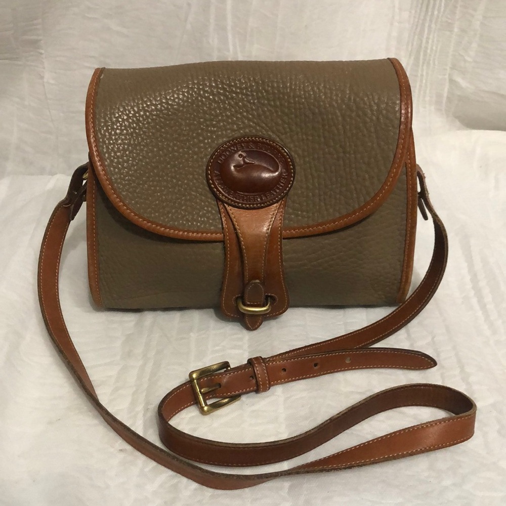 Dooney & Bourke Taupe and Brown Pebble Leather Crossbody Bag